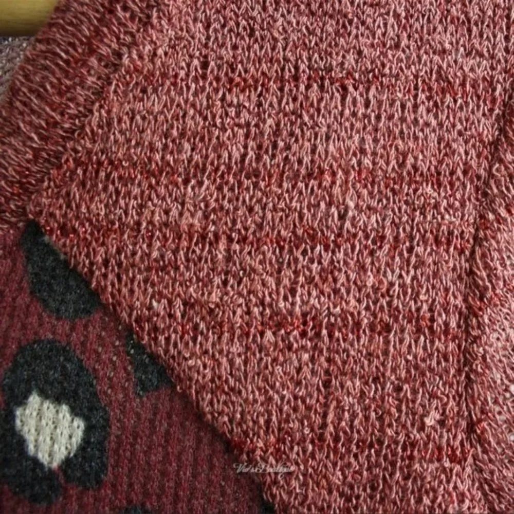 Burgundy Leopard print Color Block TOP - Picture 3 of 8